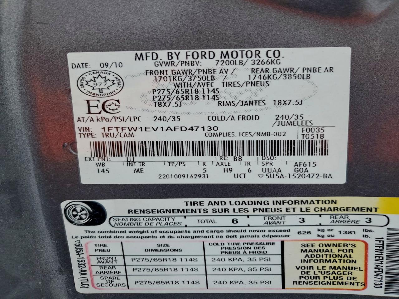 2010 FORD F150 SUPERCREW photo 12