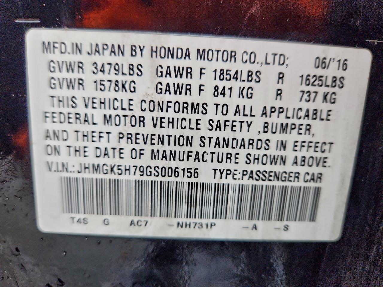 2016 HONDA FIT EX photo 14
