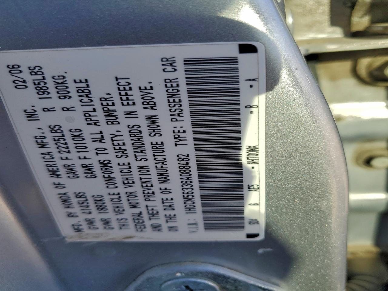 2006 HONDA ACCORD SE photo 12
