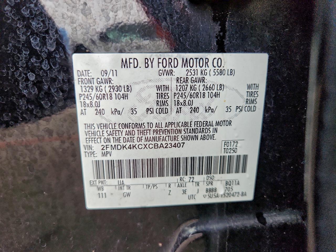 2012 FORD EDGE LIMITED photo 25