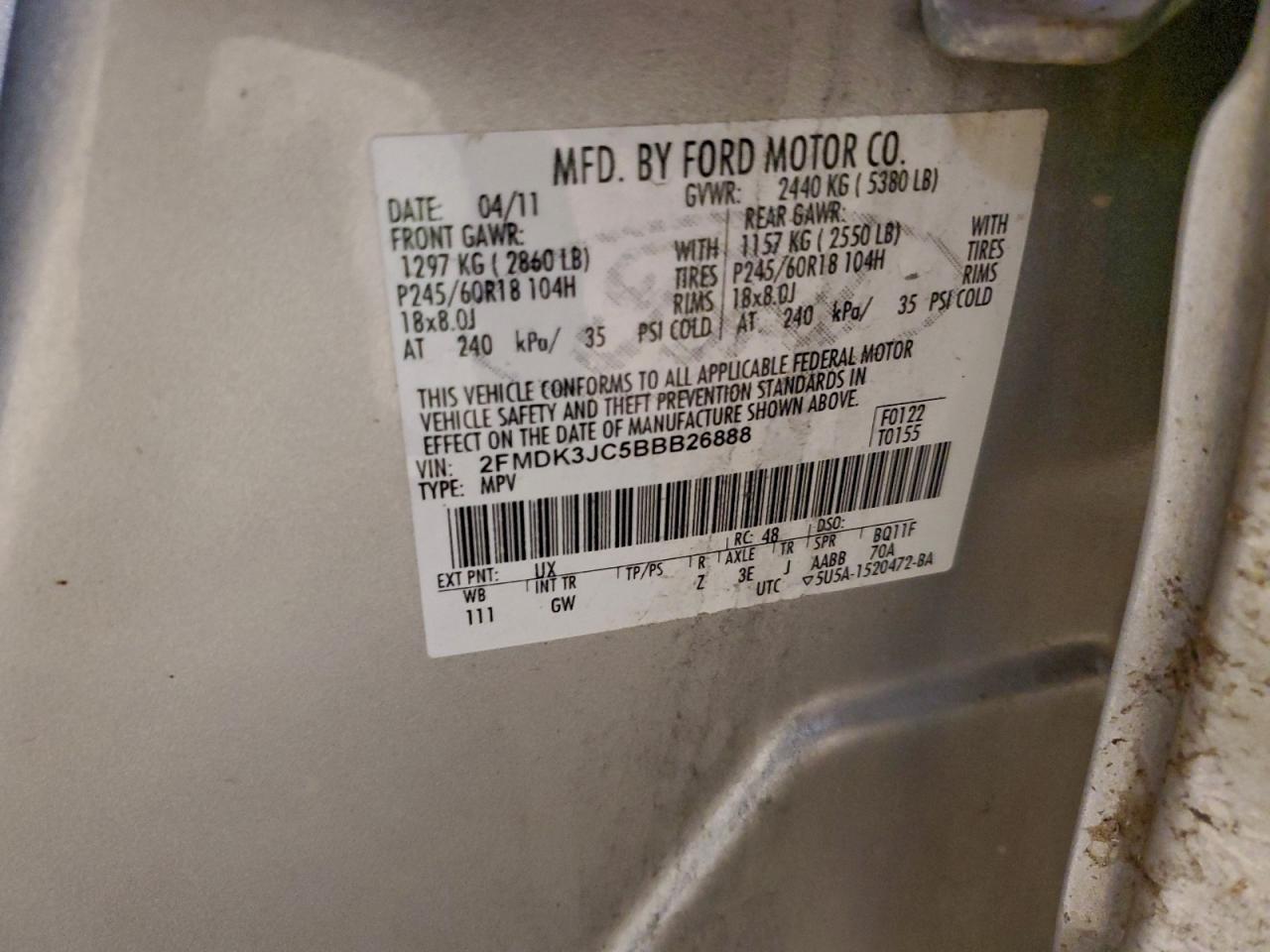 2011 FORD EDGE SEL photo 13