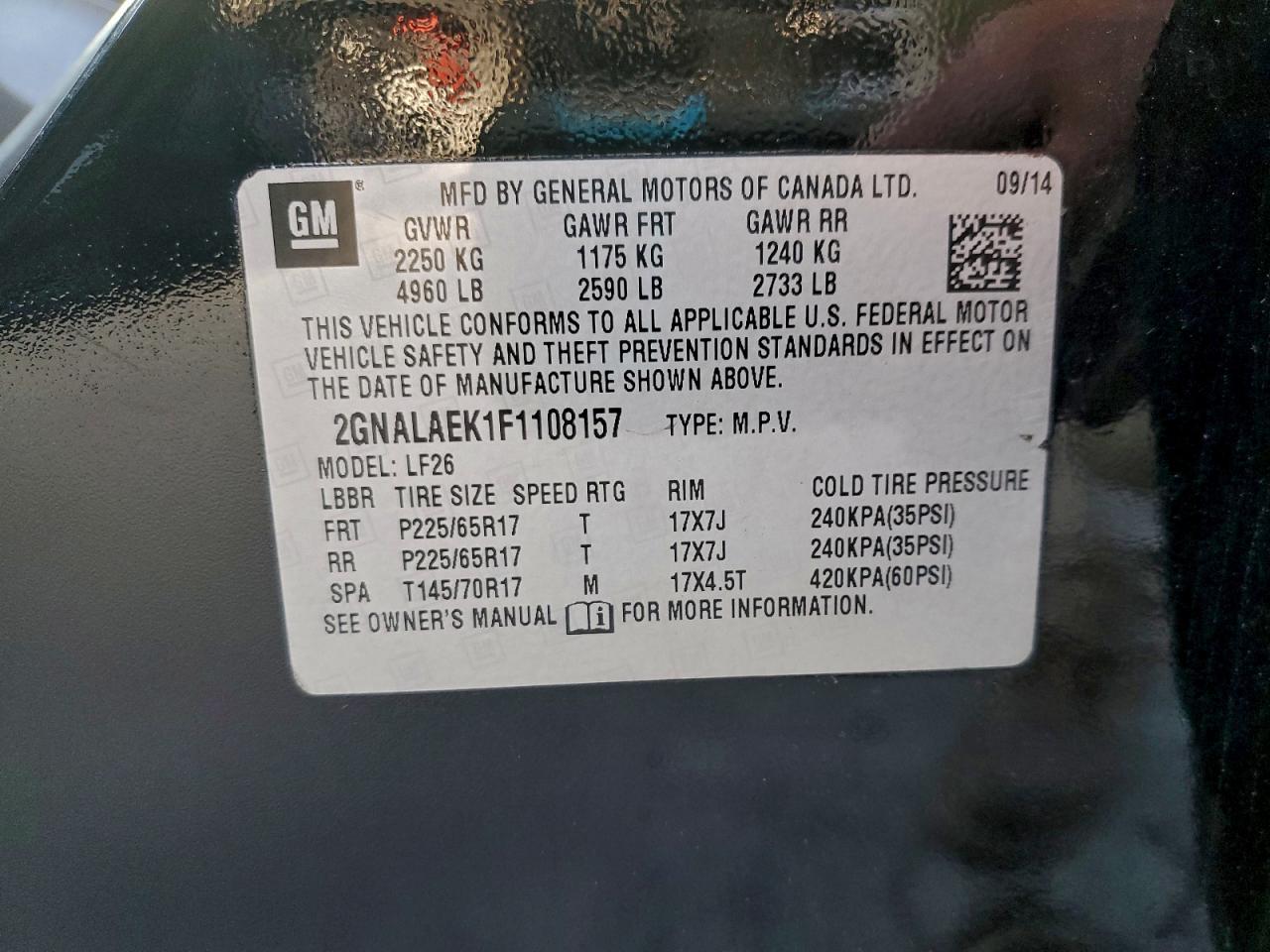 2015 CHEVROLET EQUINOX LS photo 12