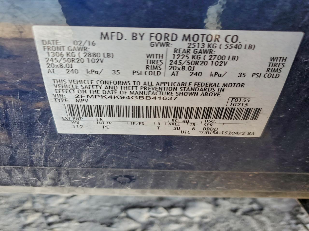 2016 FORD EDGE TITANIUM photo 12