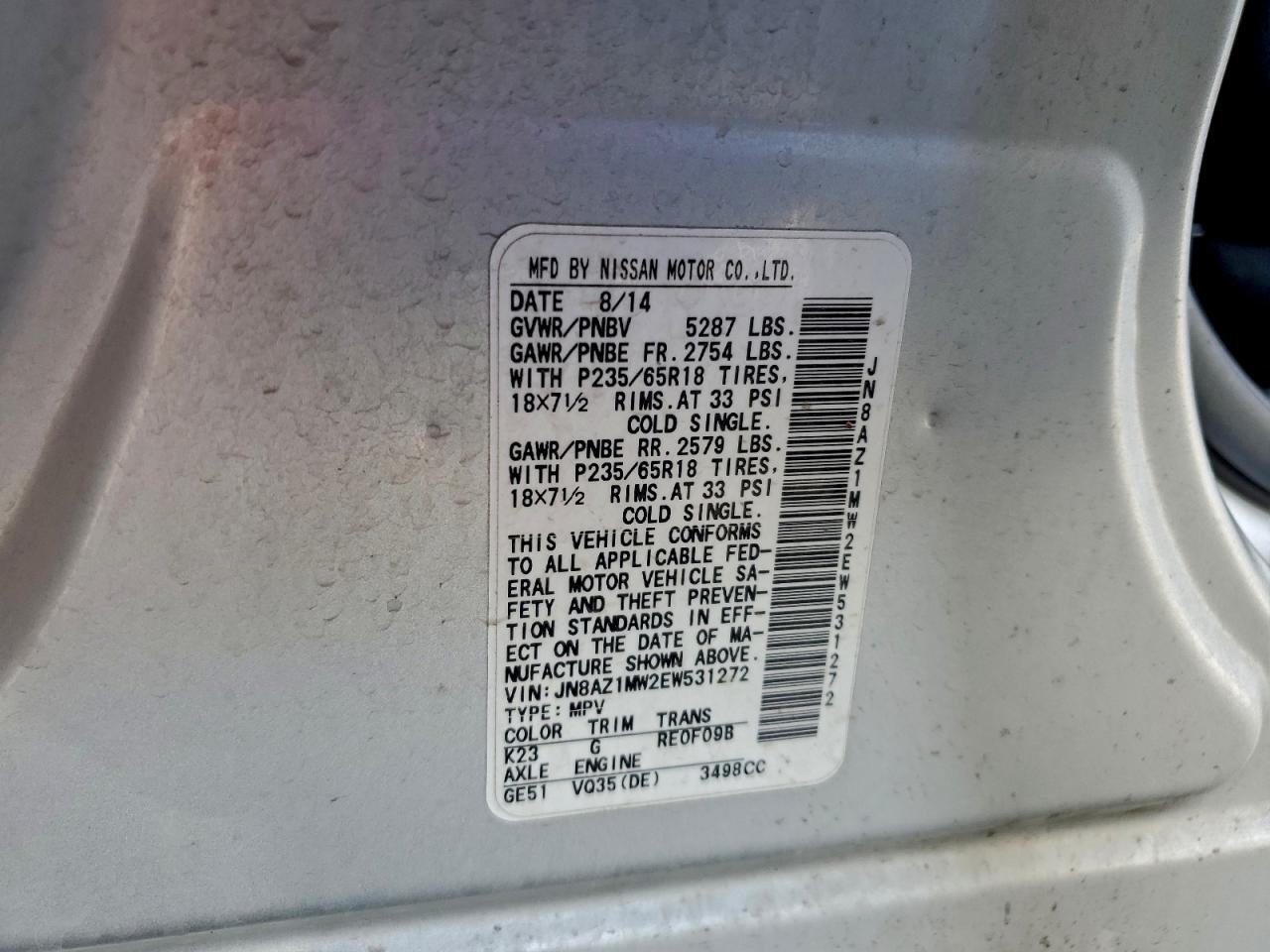 2014 NISSAN MURANO S photo 25