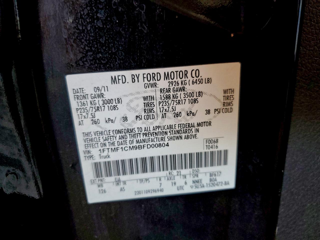 2011 FORD F150 photo 13