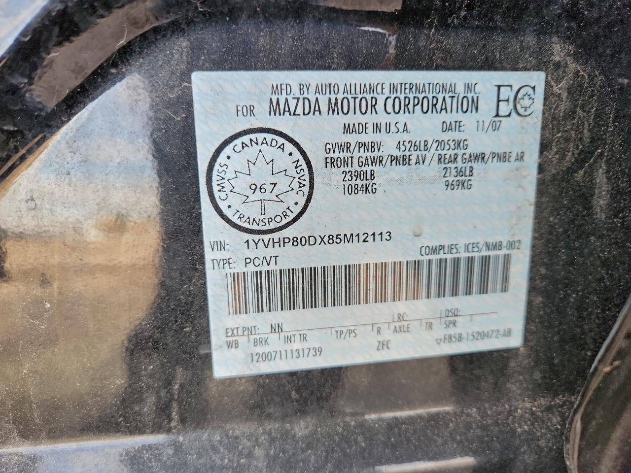 2008 MAZDA 6 S photo 12
