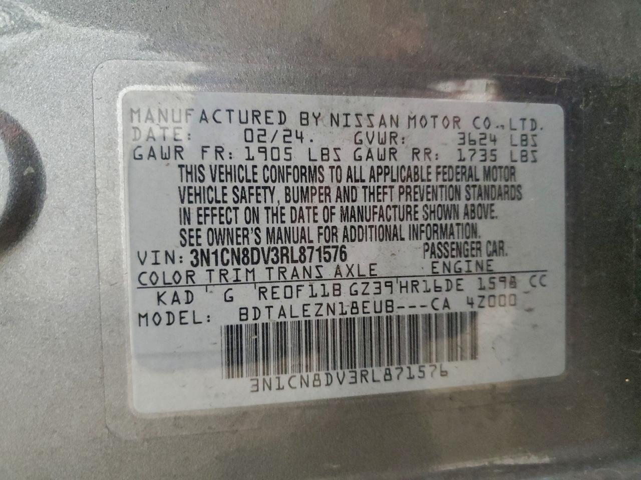 2024 NISSAN VERSA S photo 13
