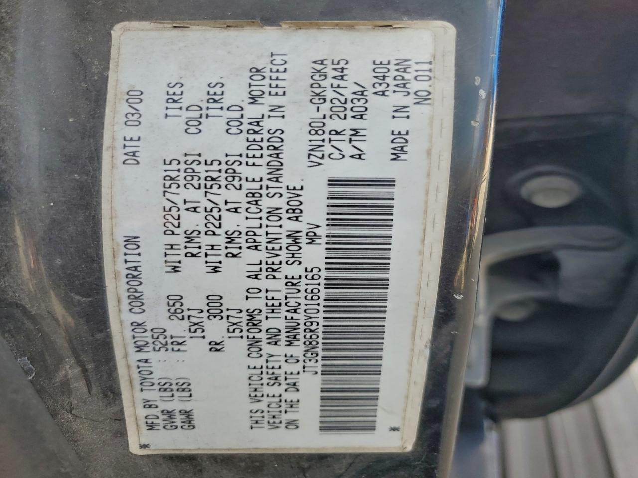2000 TOYOTA 4RUNNER SR5 photo 14