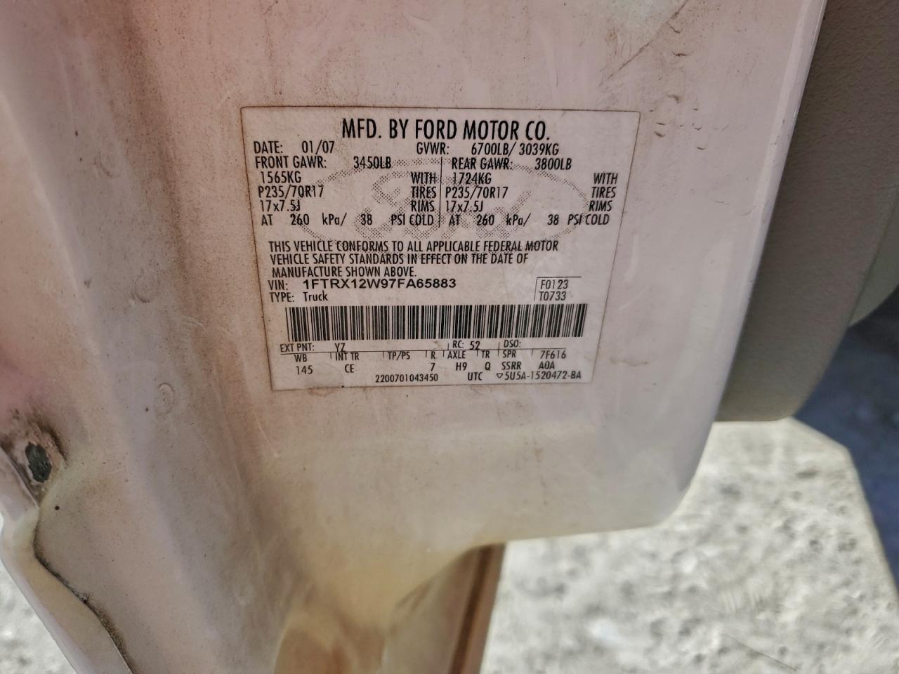 2007 FORD F150 photo 12