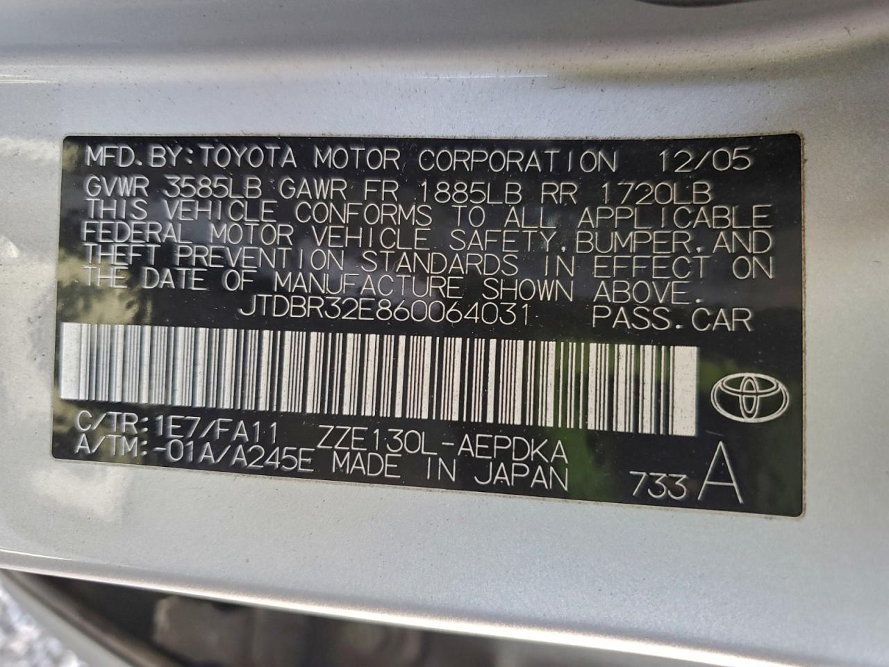 2006 TOYOTA COROLLA CE photo 12