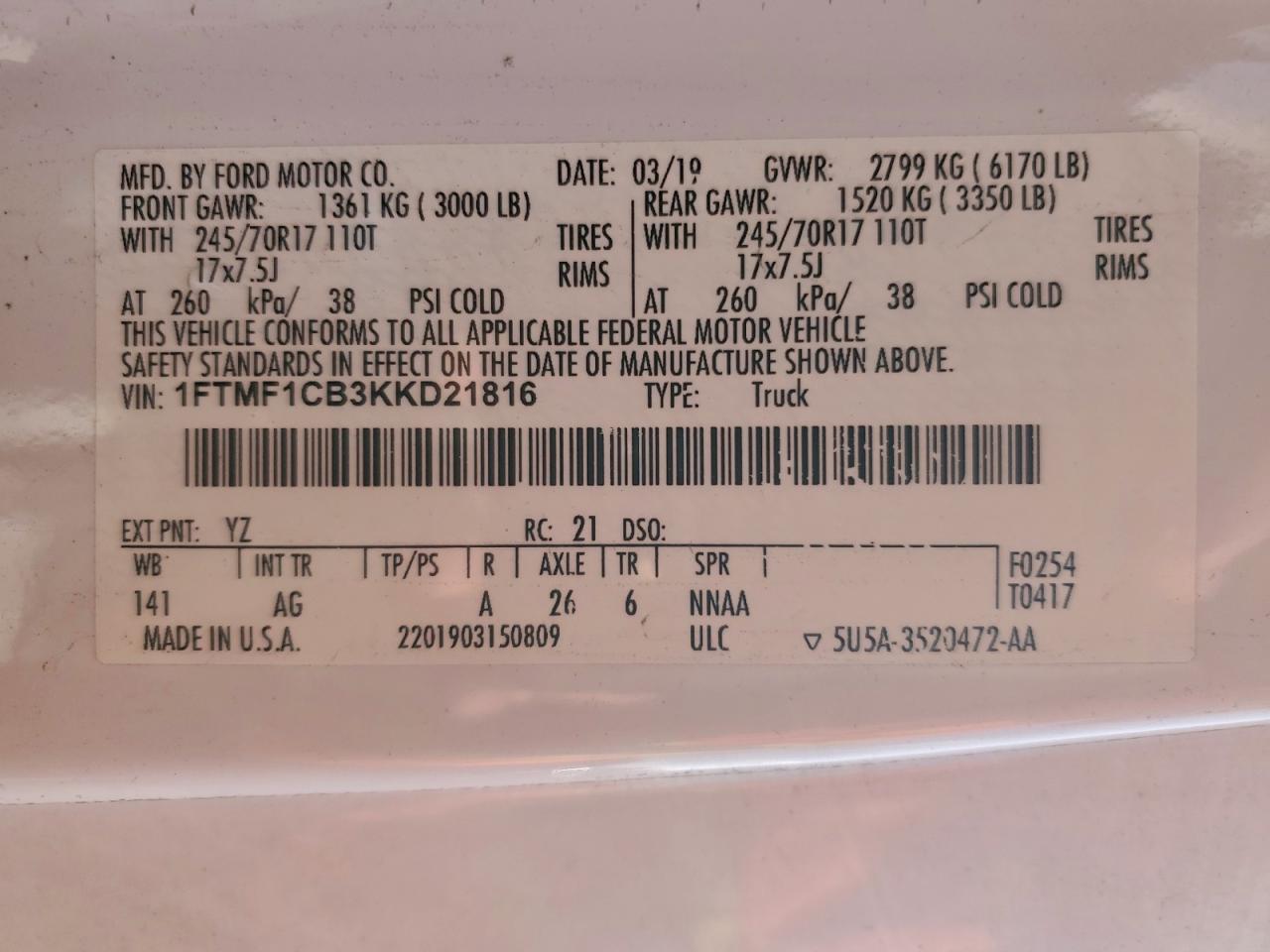 2019 FORD F150 photo 12