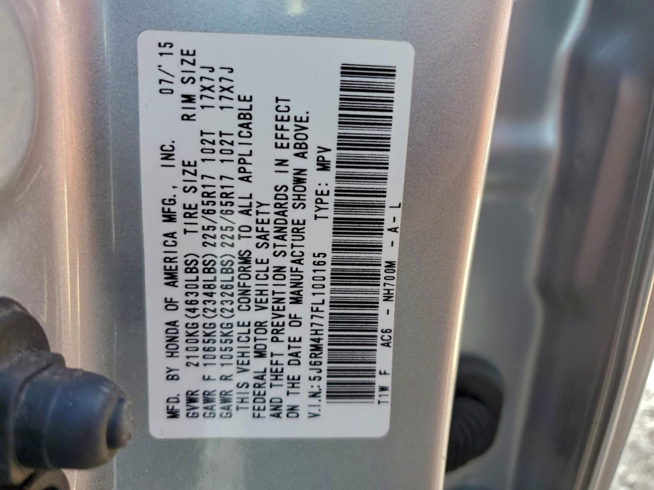 2015 HONDA CR-V EXL photo 12