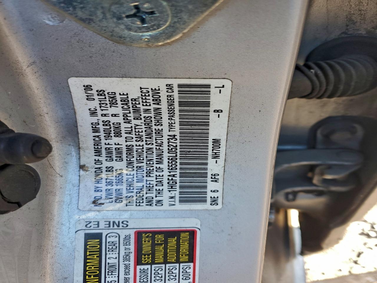 2006 HONDA CIVIC LX photo 12