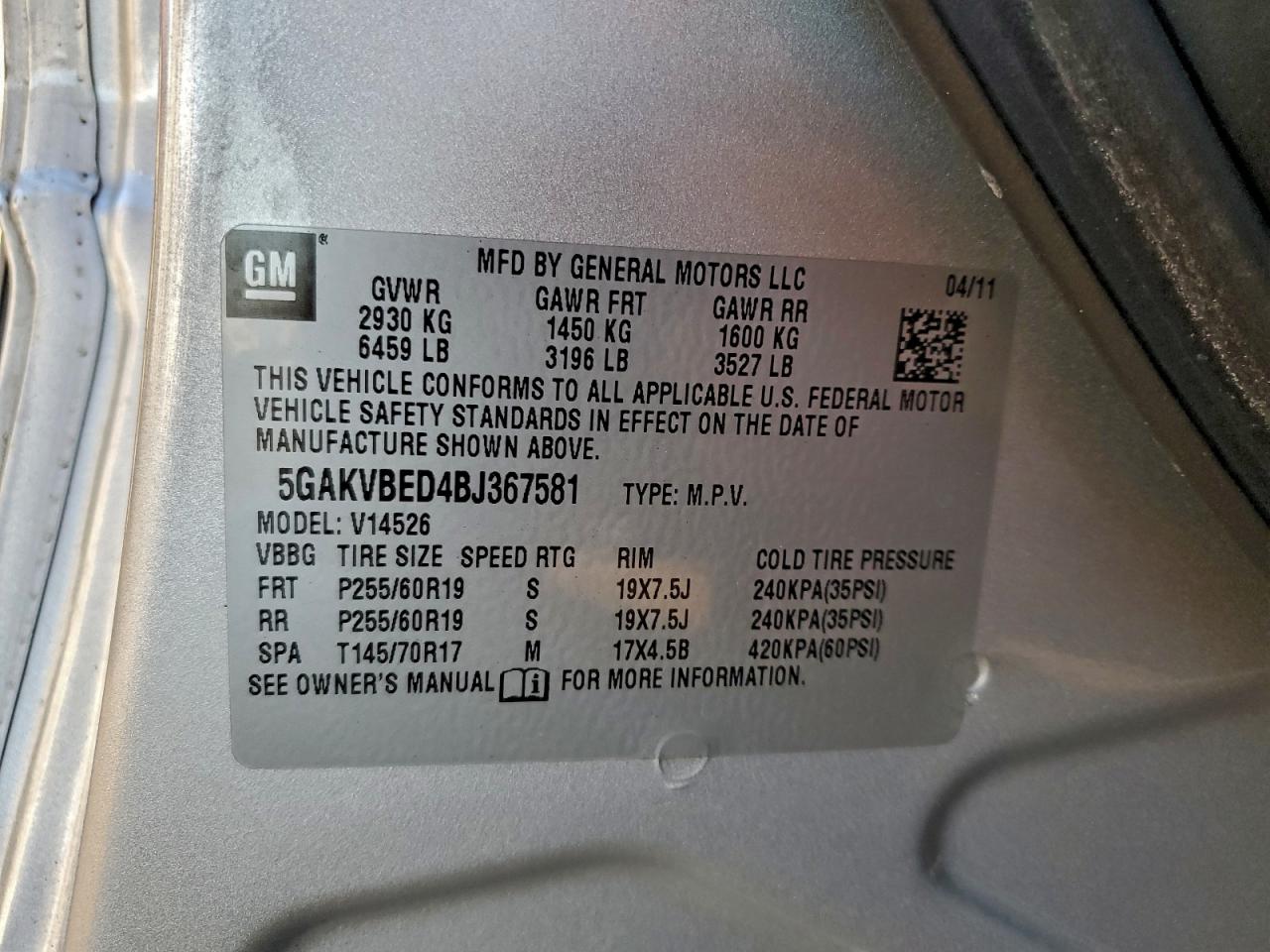 2011 BUICK ENCLAVE CXL photo 13
