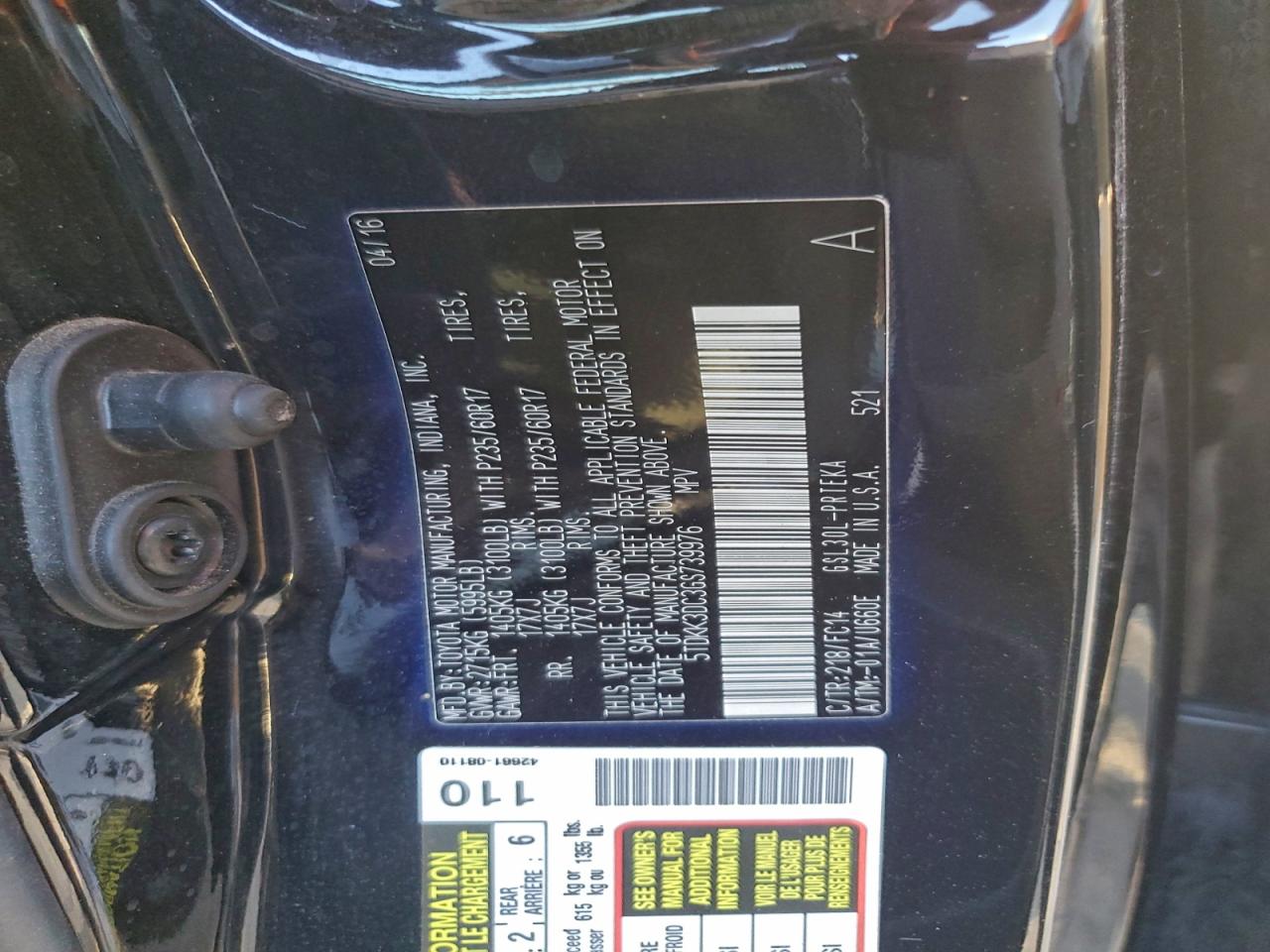 2016 TOYOTA SIENNA LE photo 13