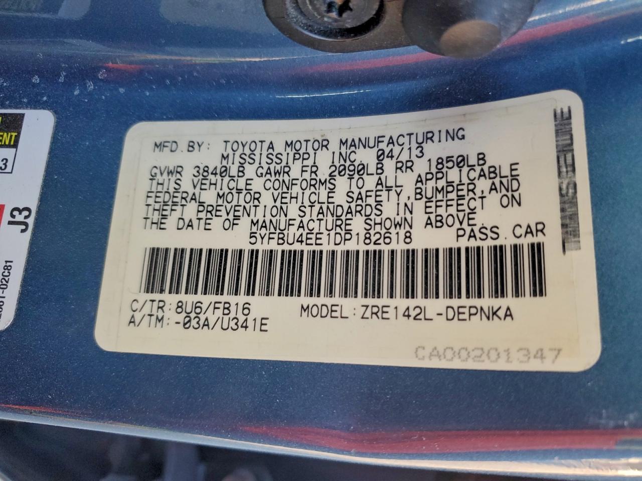 2013 TOYOTA COROLLA BASE photo 12