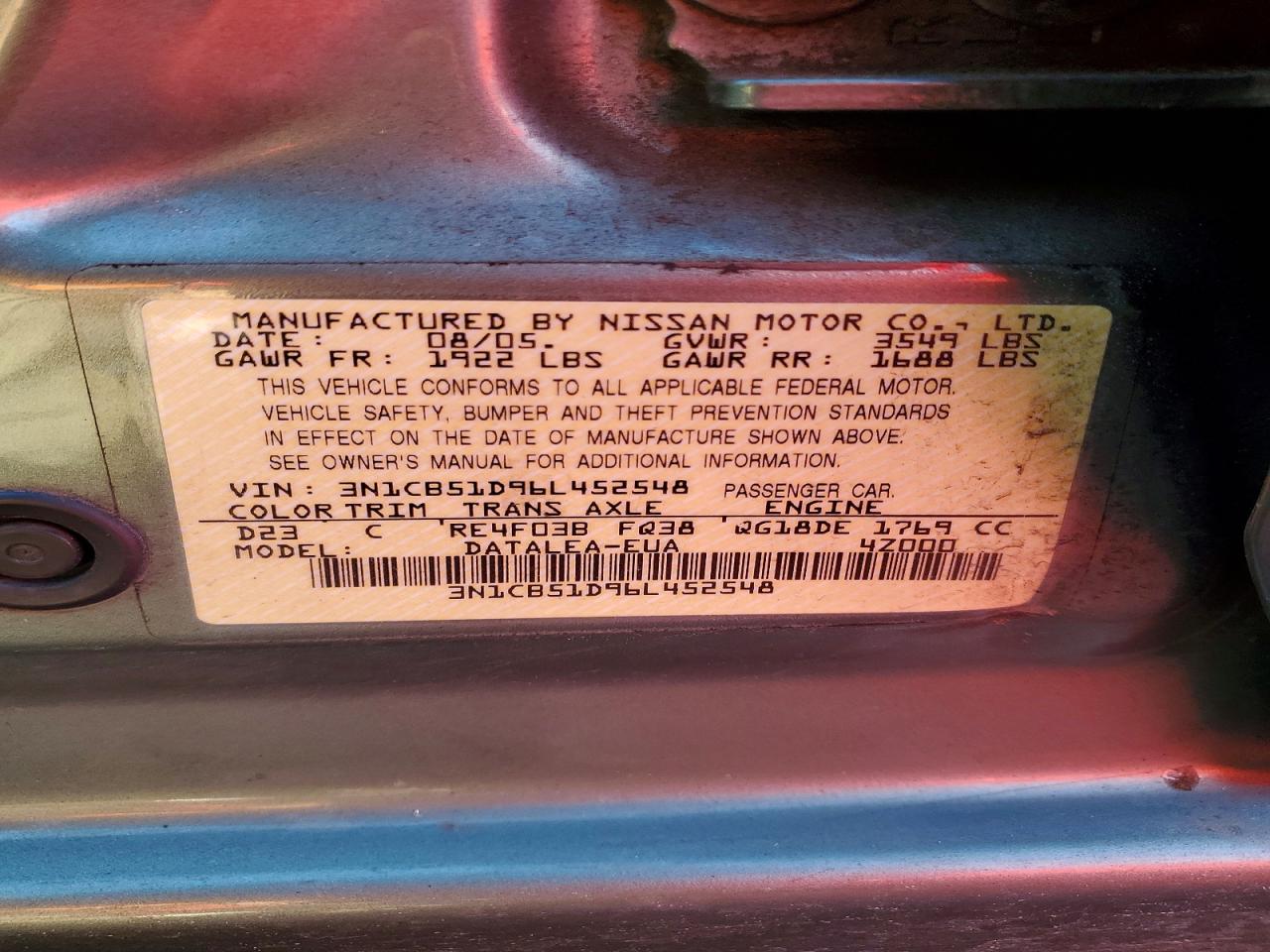 2006 NISSAN SENTRA 1.8 photo 12