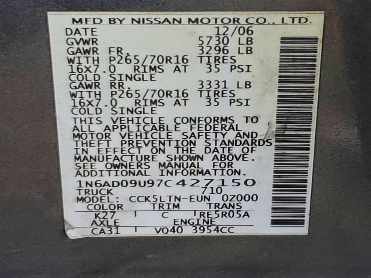 2007 NISSAN FRONTIER CREW CAB LE photo 12