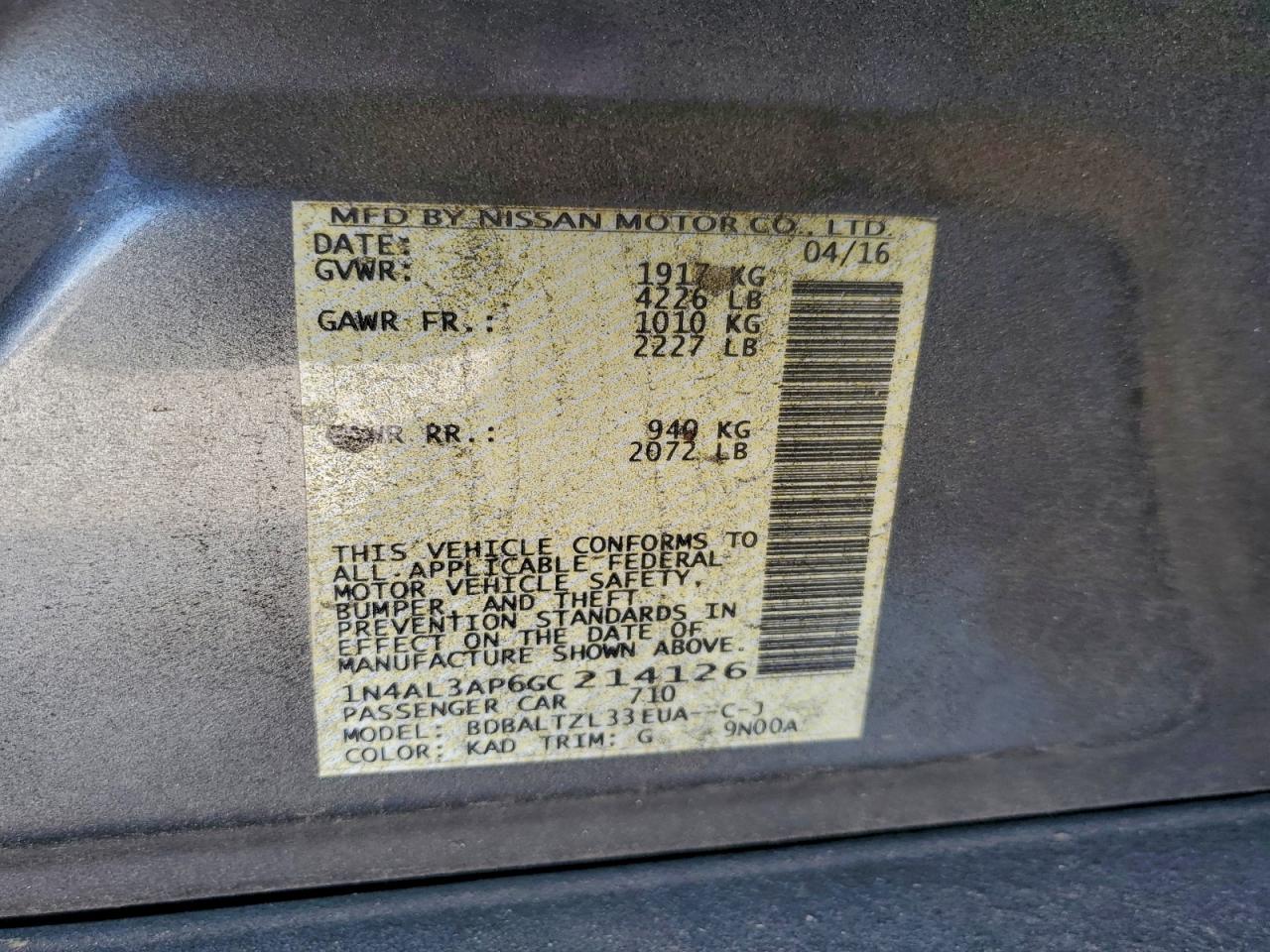 2016 NISSAN ALTIMA 2.5 photo 34