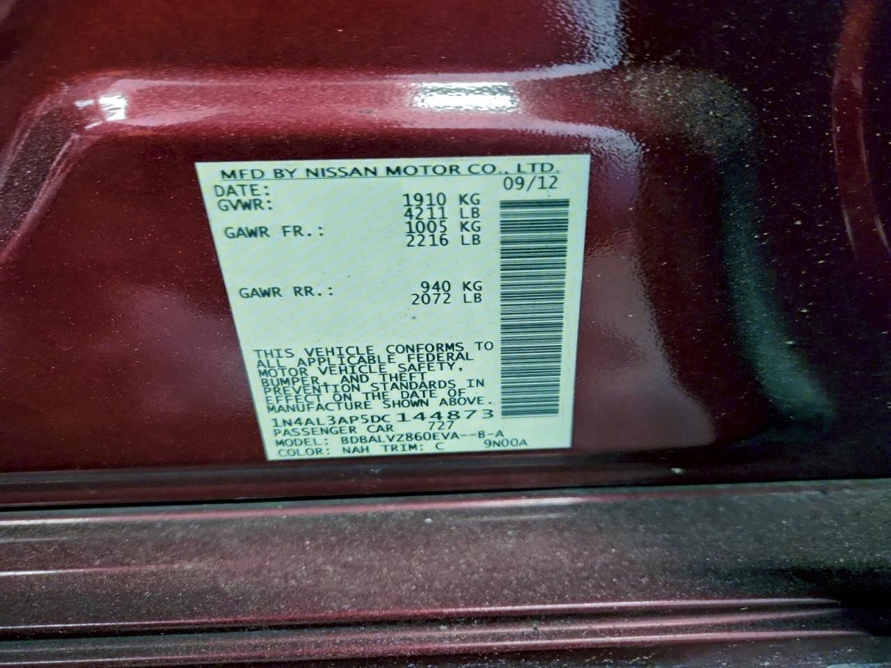 2013 NISSAN ALTIMA 2.5 photo 12