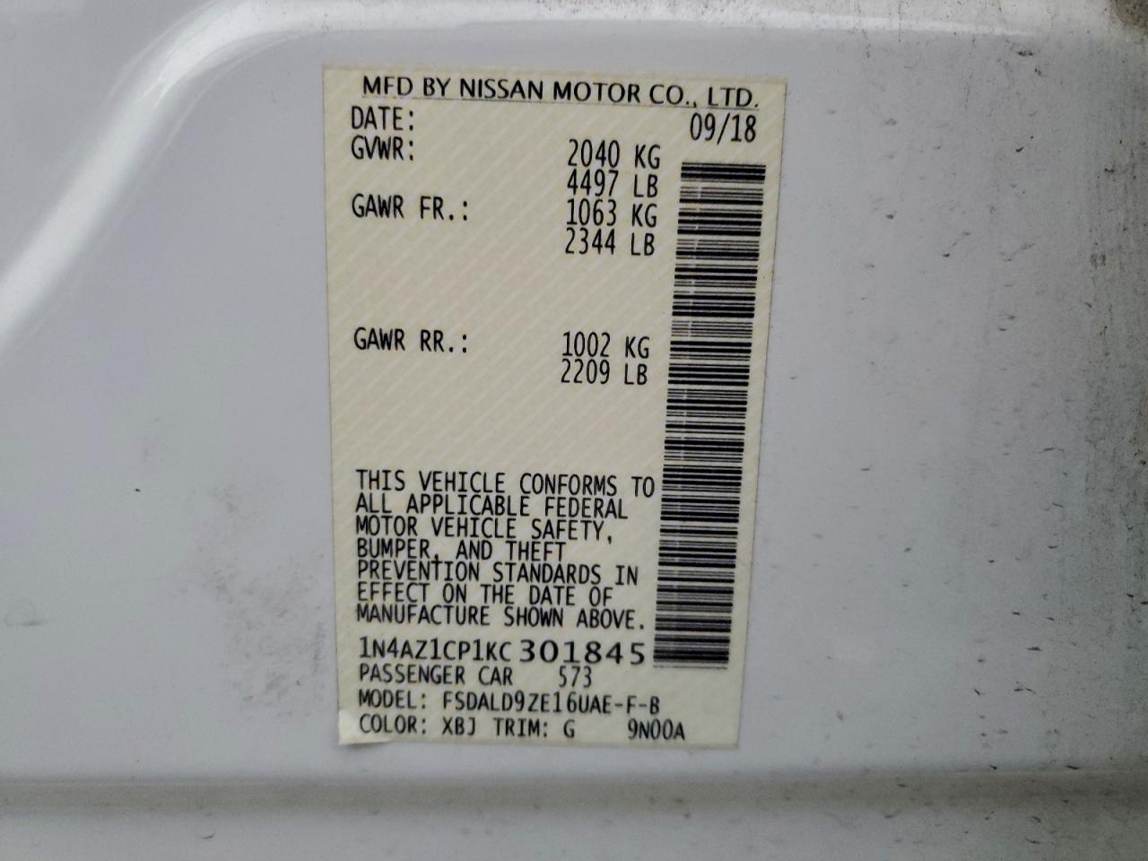2019 NISSAN LEAF S photo 12