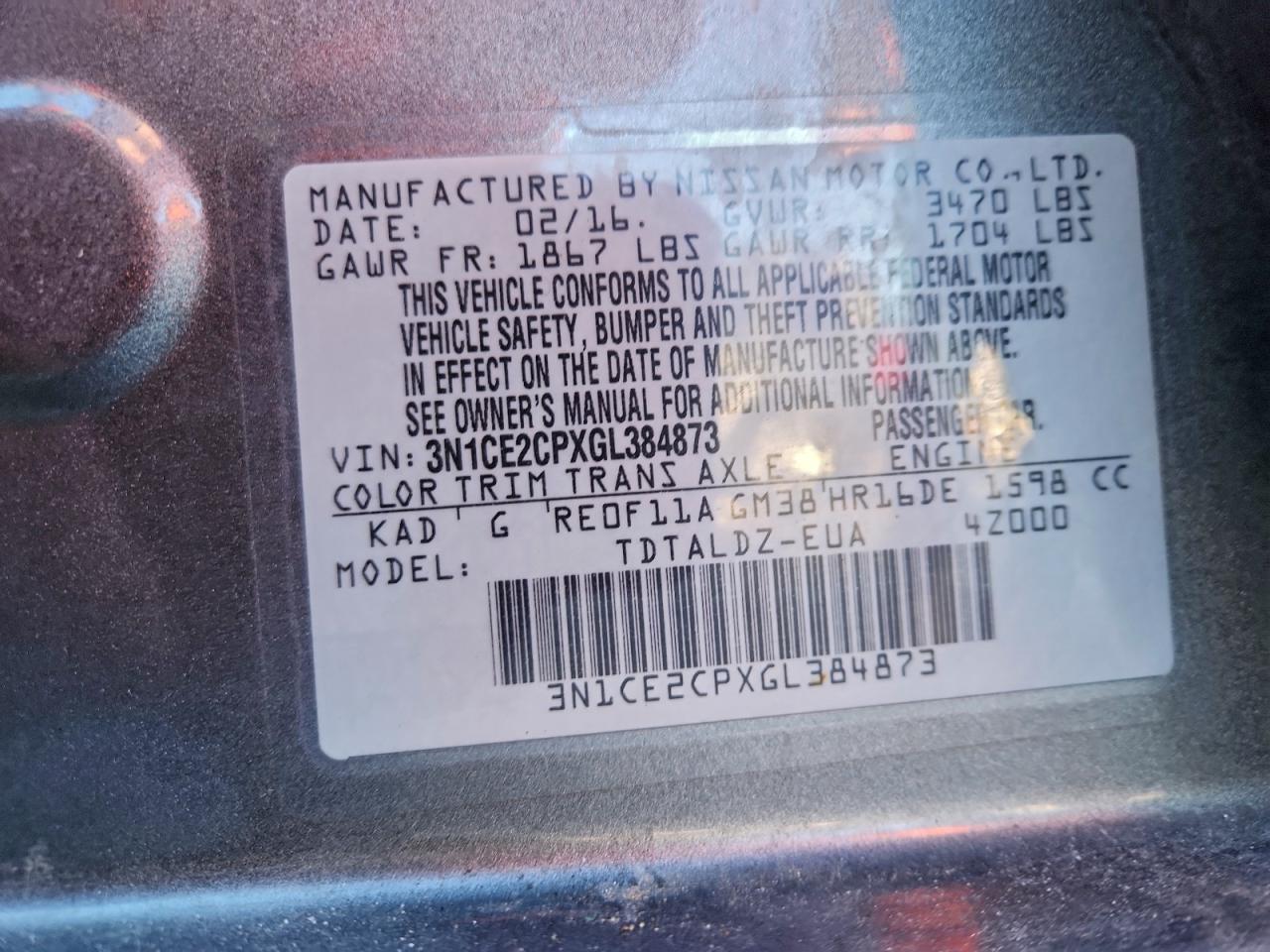 2016 NISSAN VERSA NOTE S photo 12
