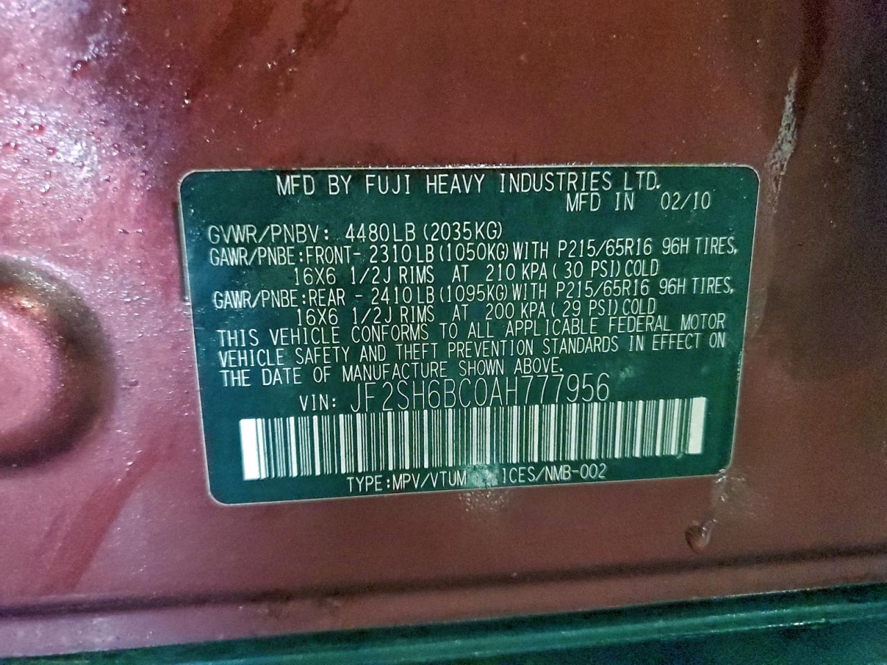 2010 SUBARU FORESTER XS photo 13