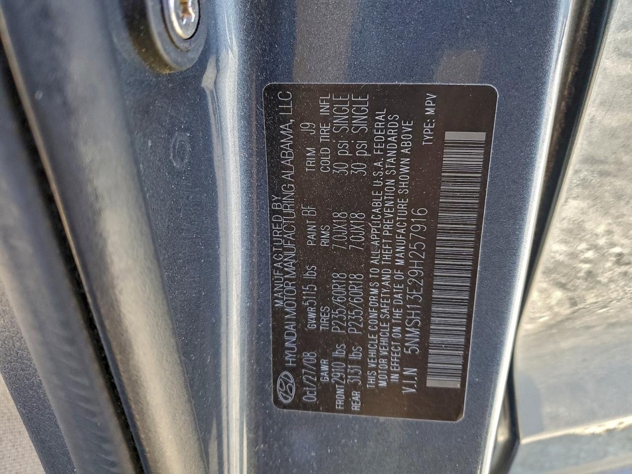 2009 HYUNDAI SANTA FE SE photo 25