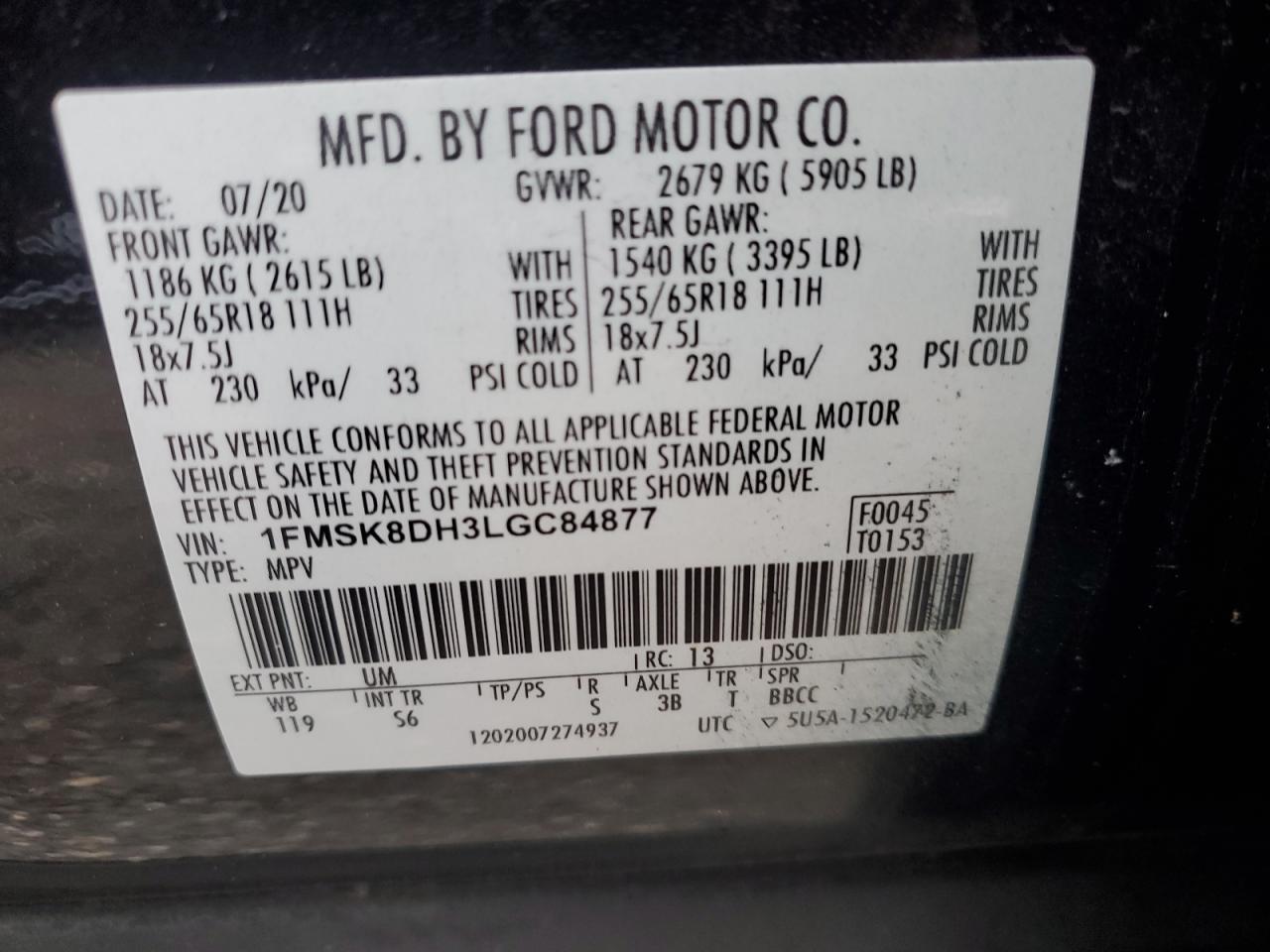 2020 FORD EXPLORER XLT photo 13