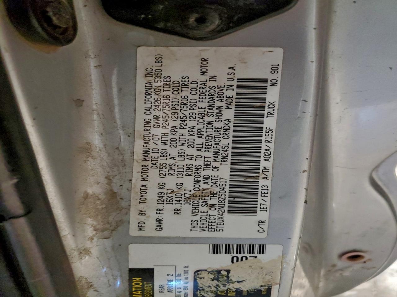 2008 TOYOTA TACOMA ACCESS CAB photo 12