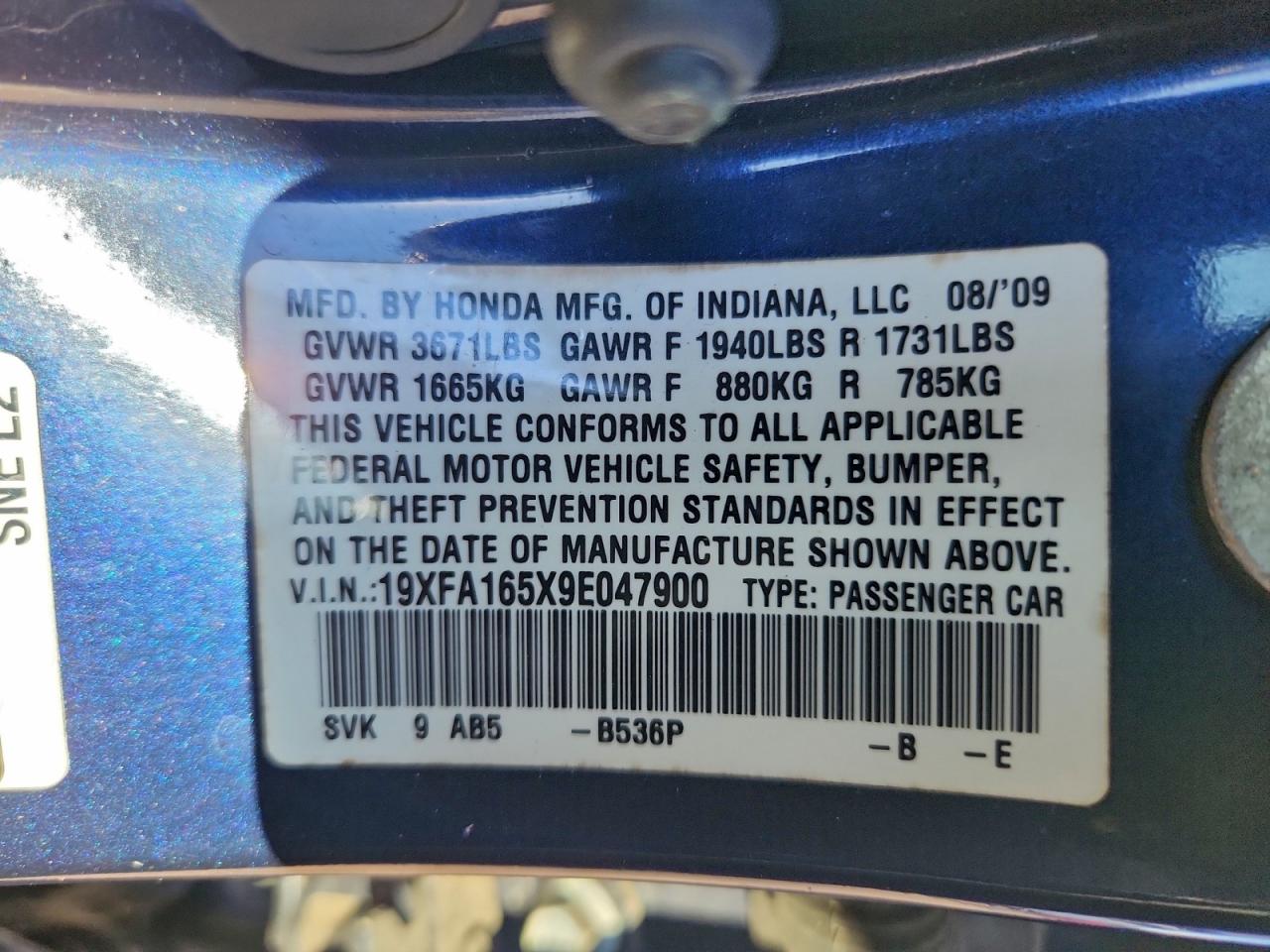 2009 HONDA CIVIC LX photo 13