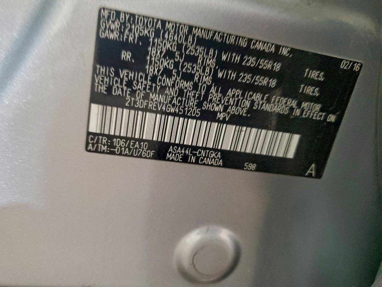 2016 TOYOTA RAV4 LIMITED photo 13