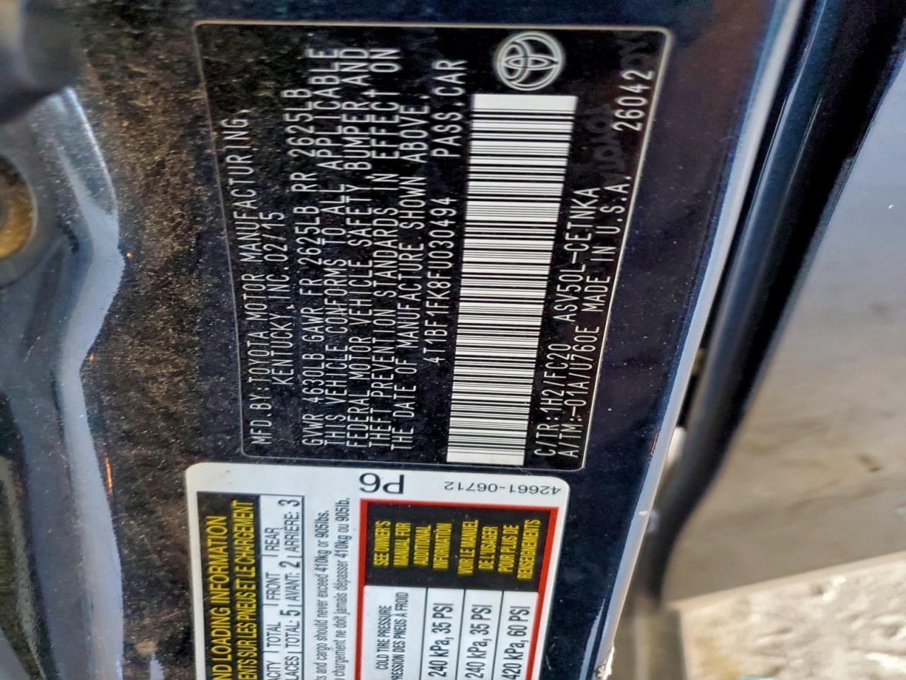 2015 TOYOTA CAMRY LE photo 34
