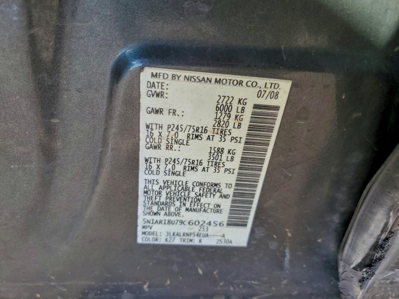 2009 NISSAN PATHFINDER S photo 12
