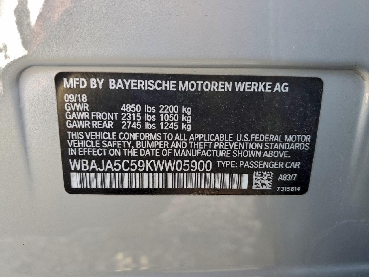 2019 BMW 530 I photo 12