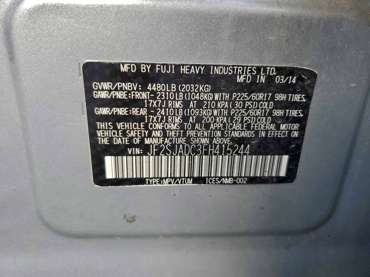 2015 SUBARU FORESTER 2.5I PREMIUM photo 13