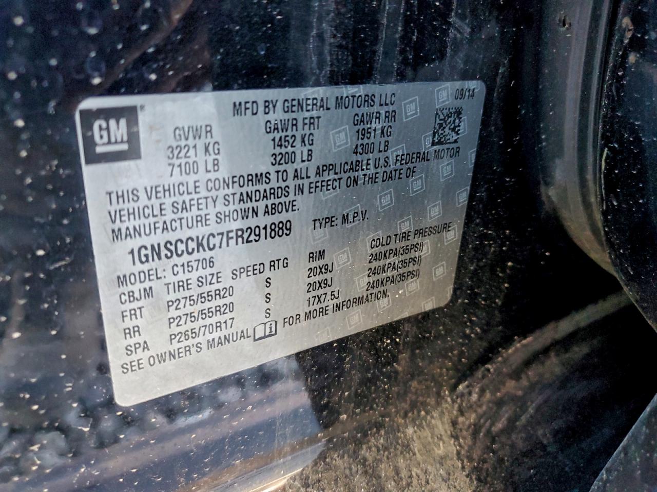 2015 CHEVROLET TAHOE C1500 LTZ photo 25