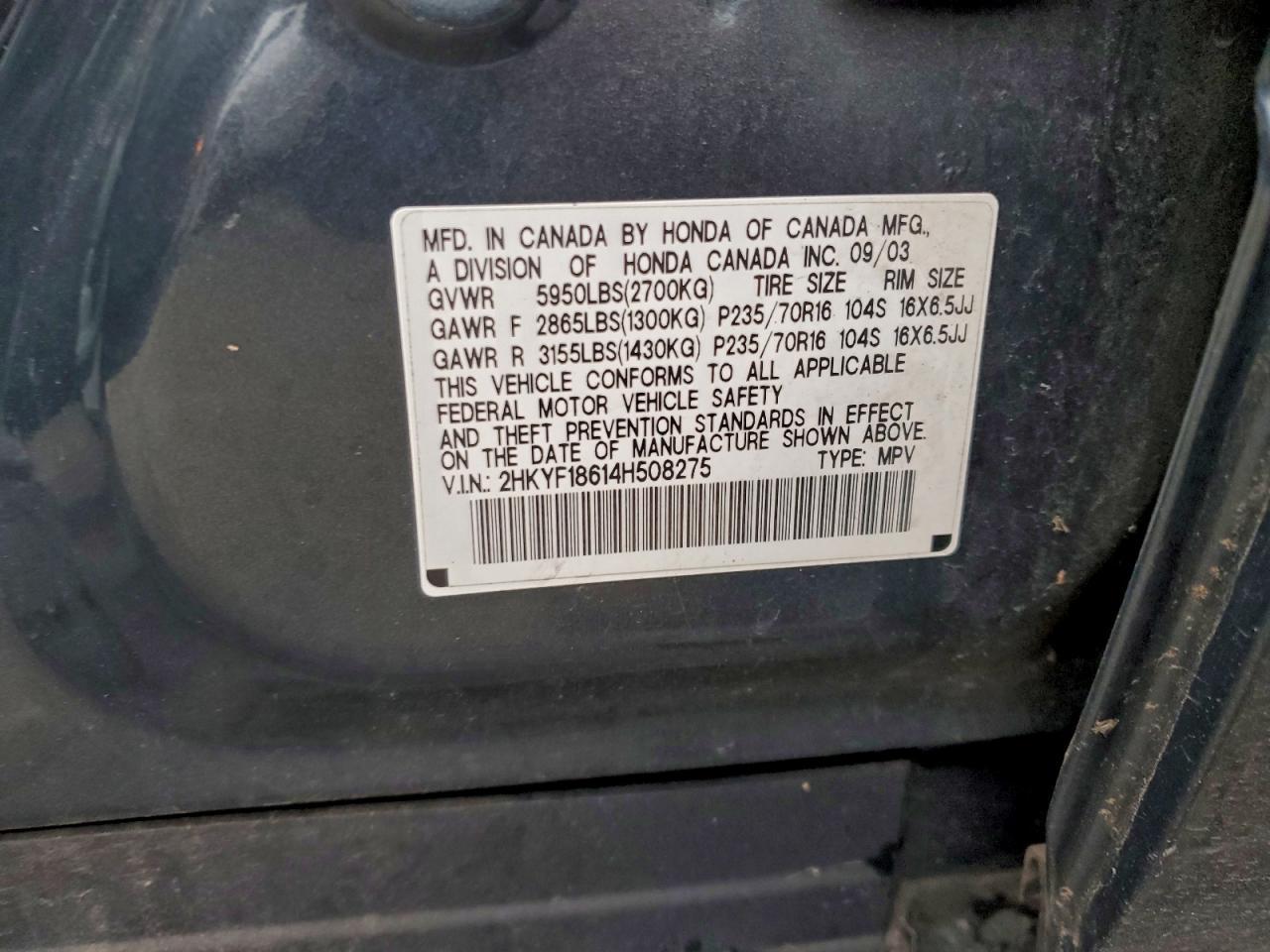 2004 HONDA PILOT EXL photo 13