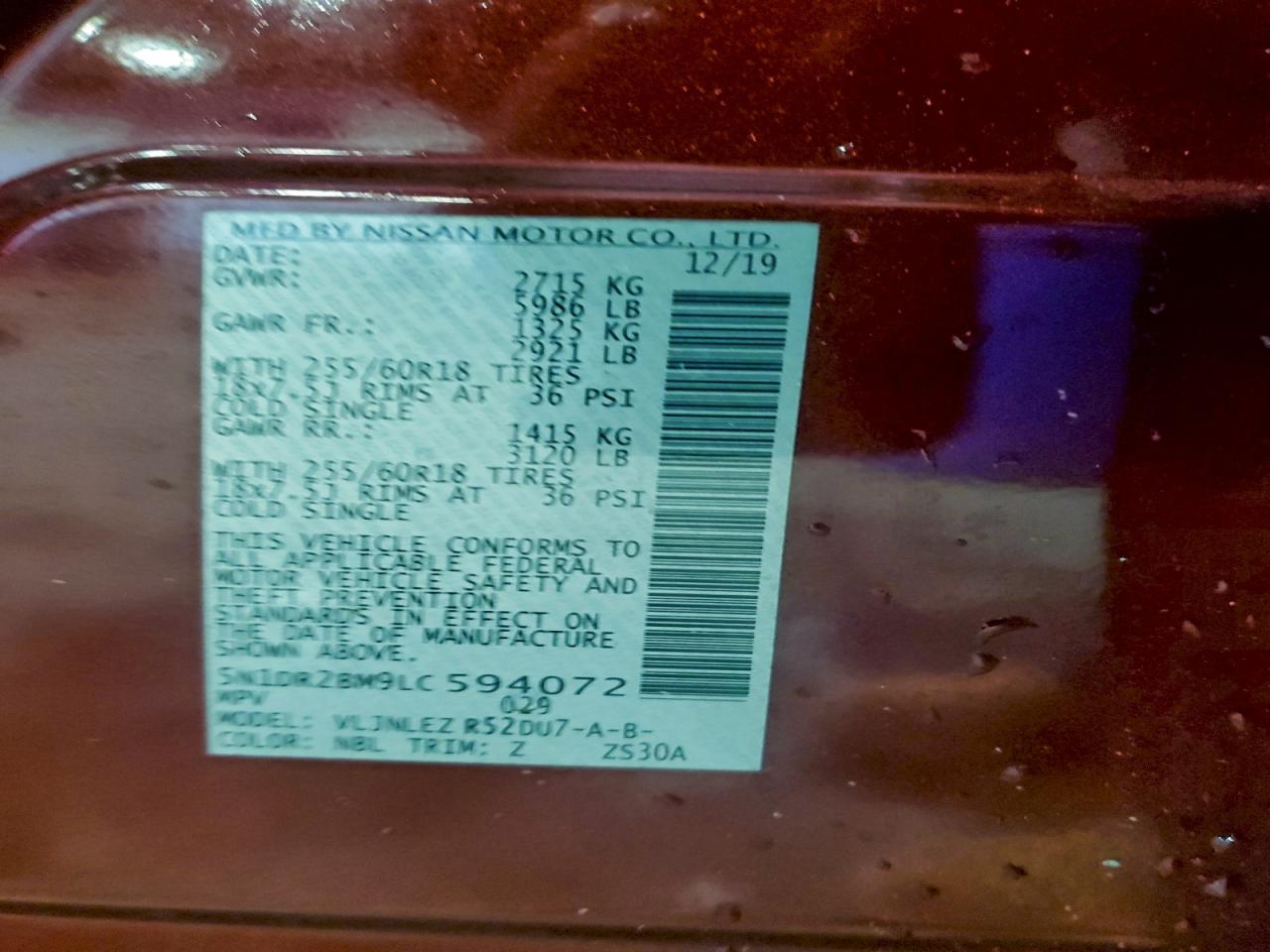 2020 NISSAN PATHFINDER SV photo 27