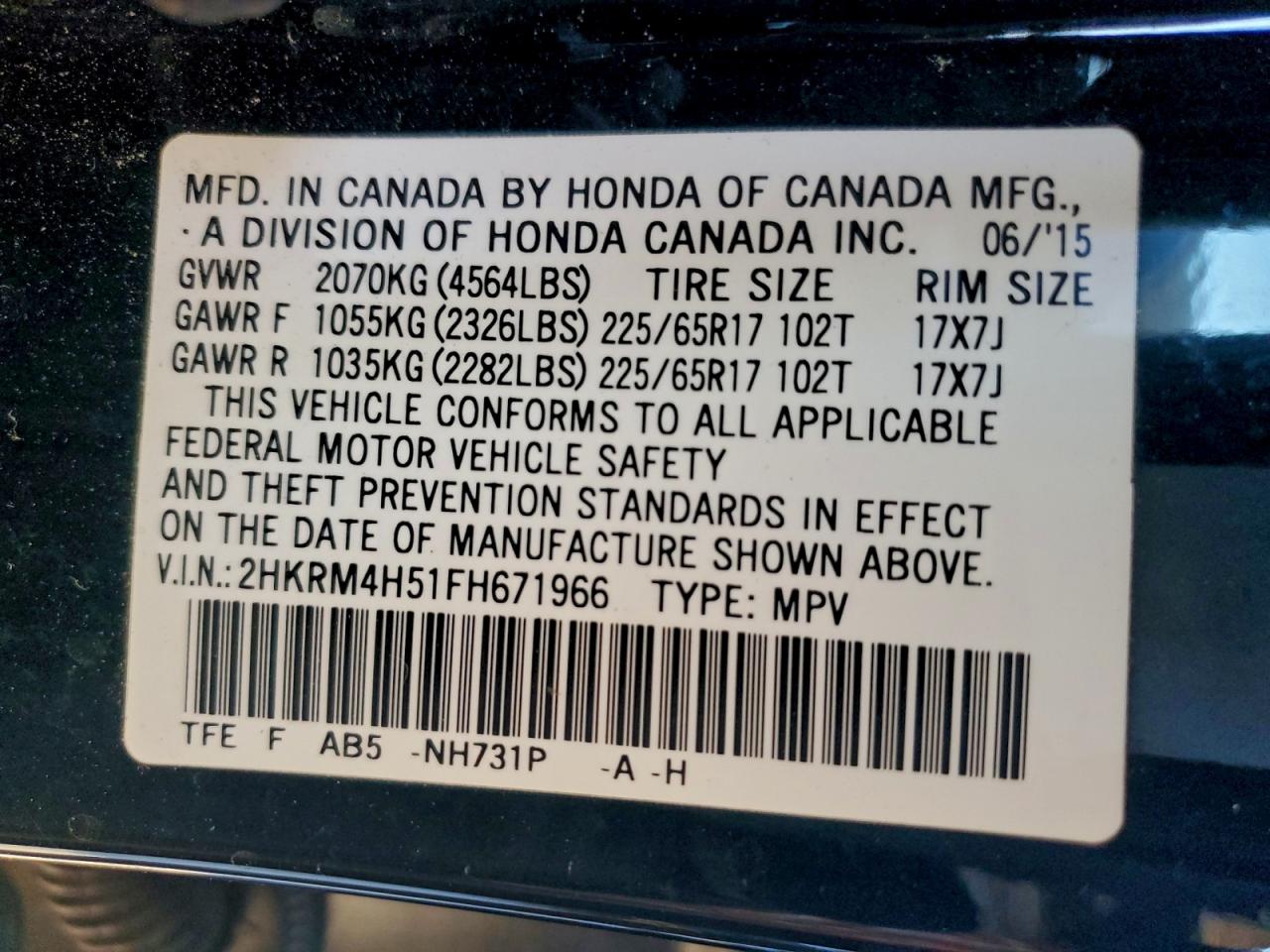 2015 HONDA CR-V EX photo 25