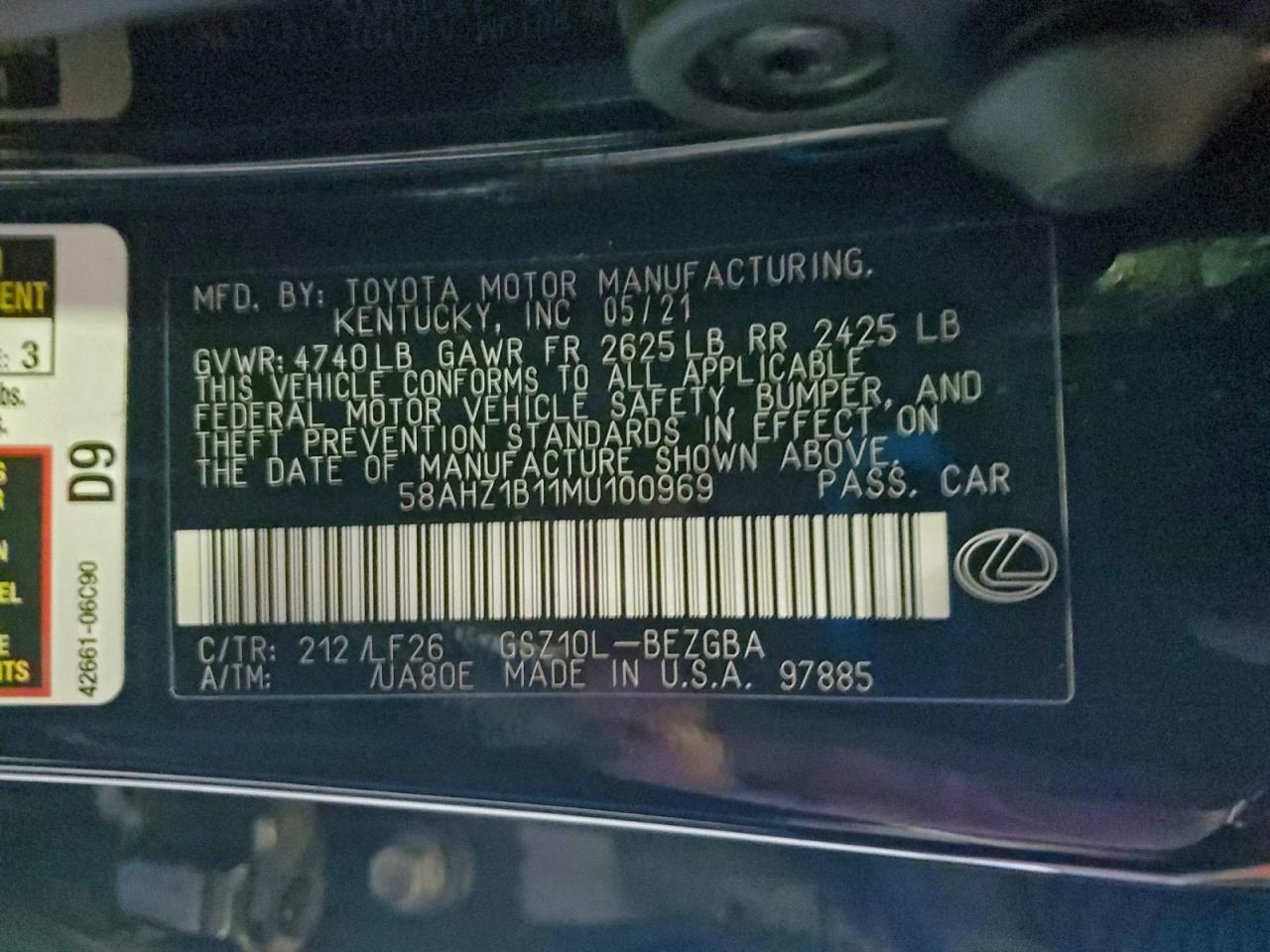 2021 LEXUS ES 350 BASE photo 12