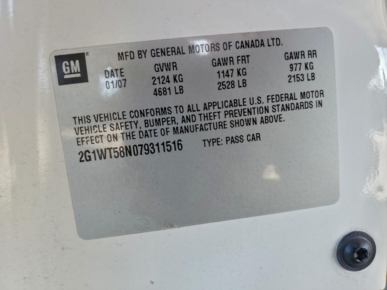 2007 CHEVROLET IMPALA LT photo 12