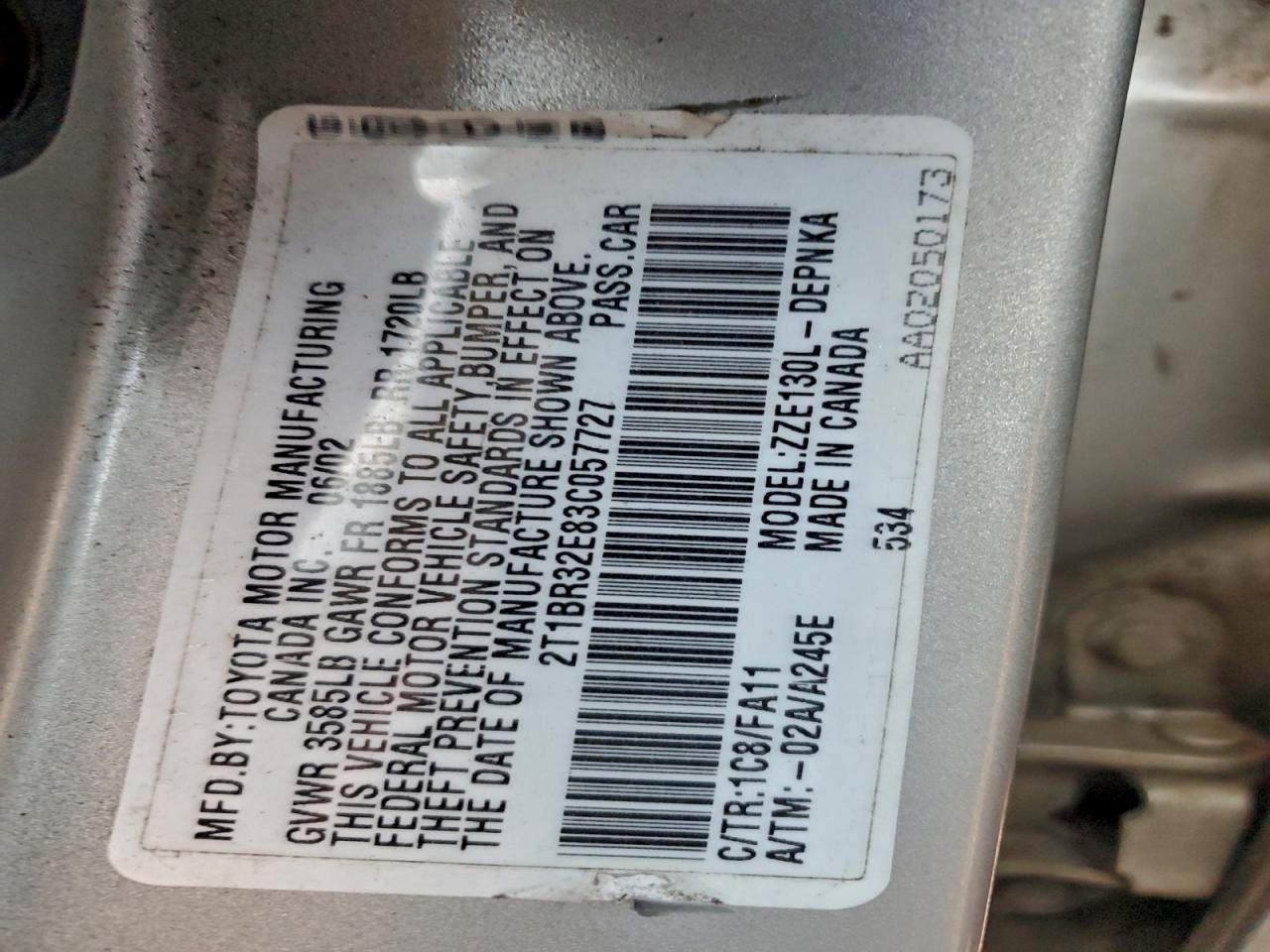 2003 TOYOTA COROLLA CE photo 13