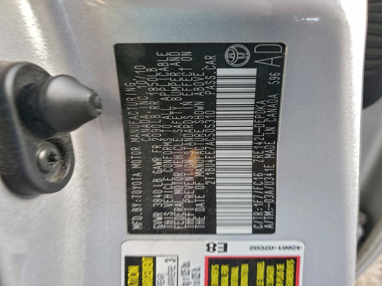 2010 TOYOTA COROLLA BASE photo 12