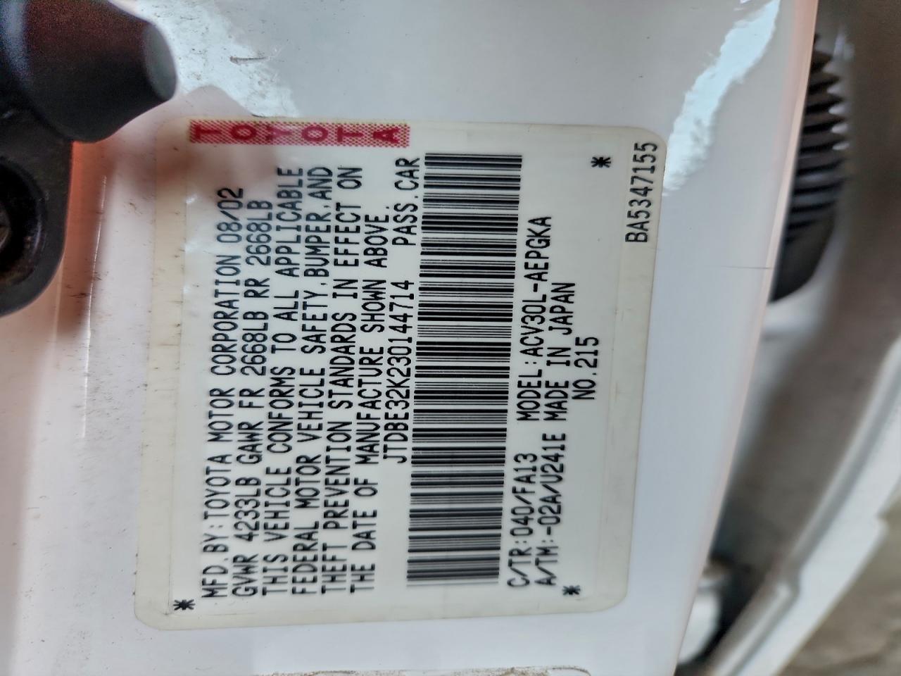 2003 TOYOTA CAMRY LE photo 13