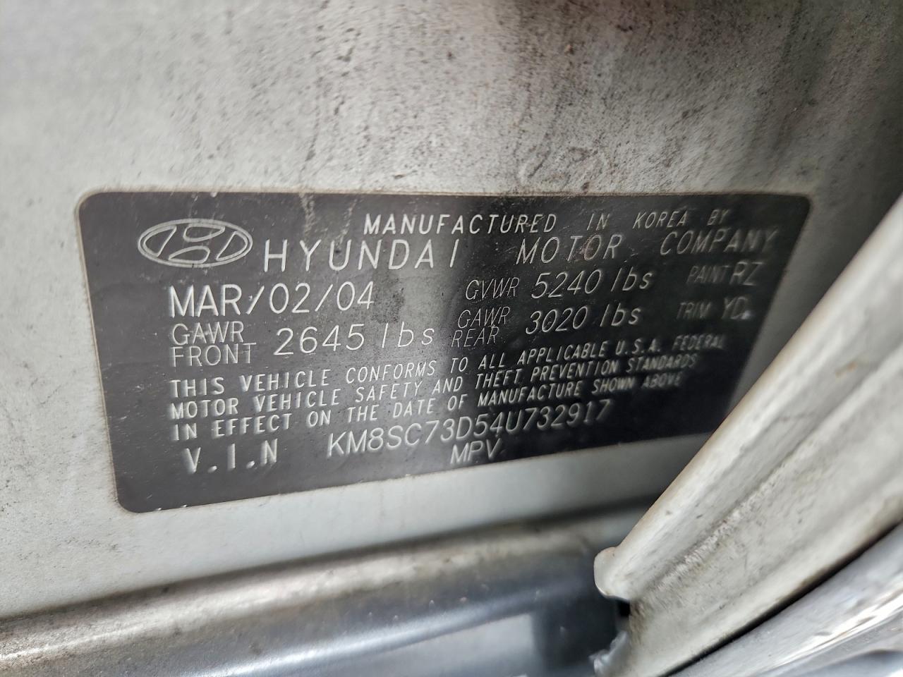 2004 HYUNDAI SANTA FE GLS photo 12