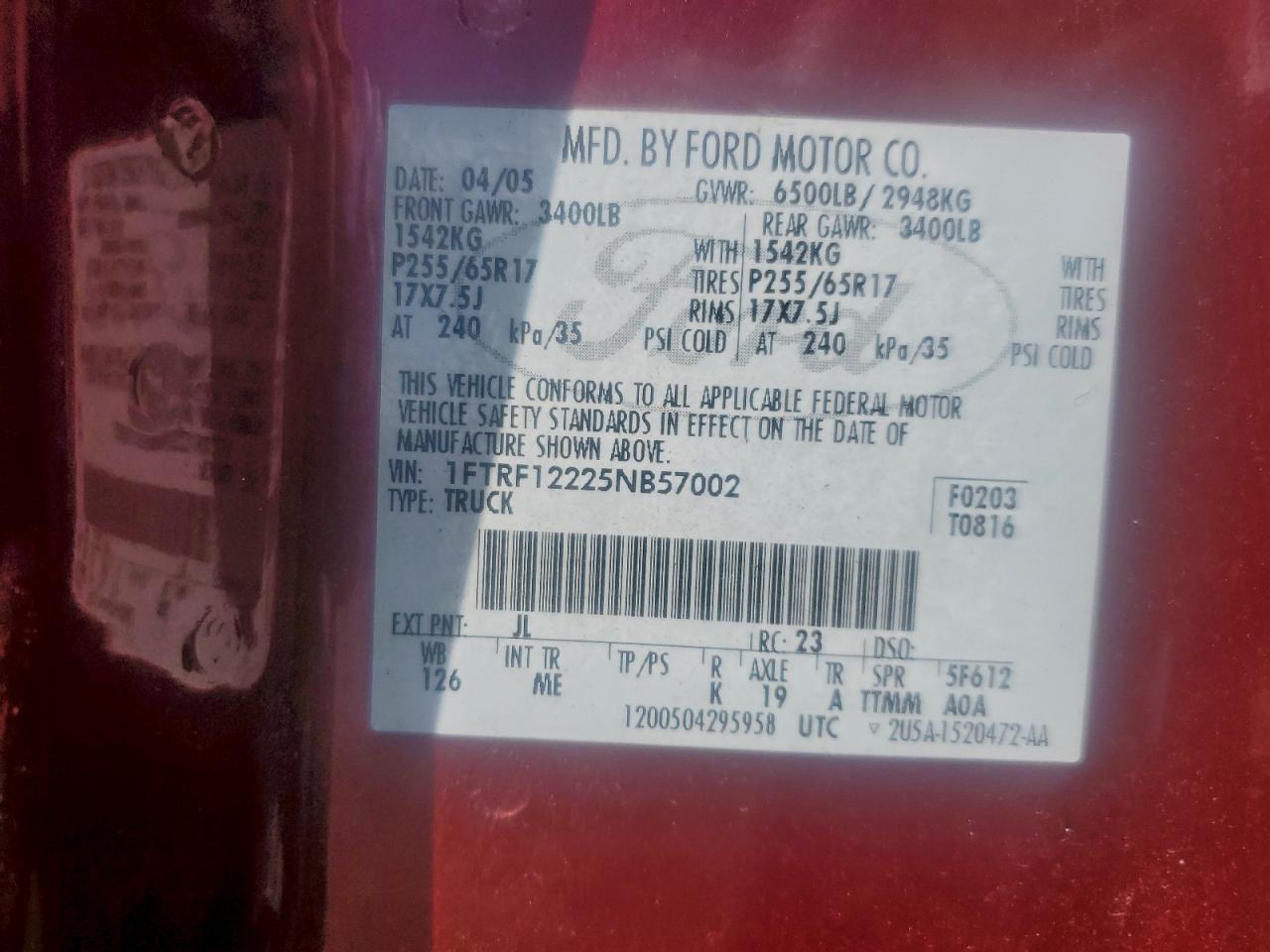 2005 FORD F150 photo 12