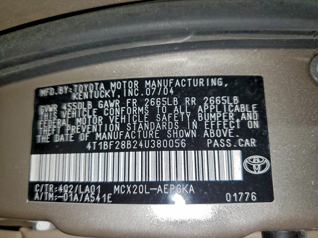 2004 TOYOTA AVALON XL photo 12
