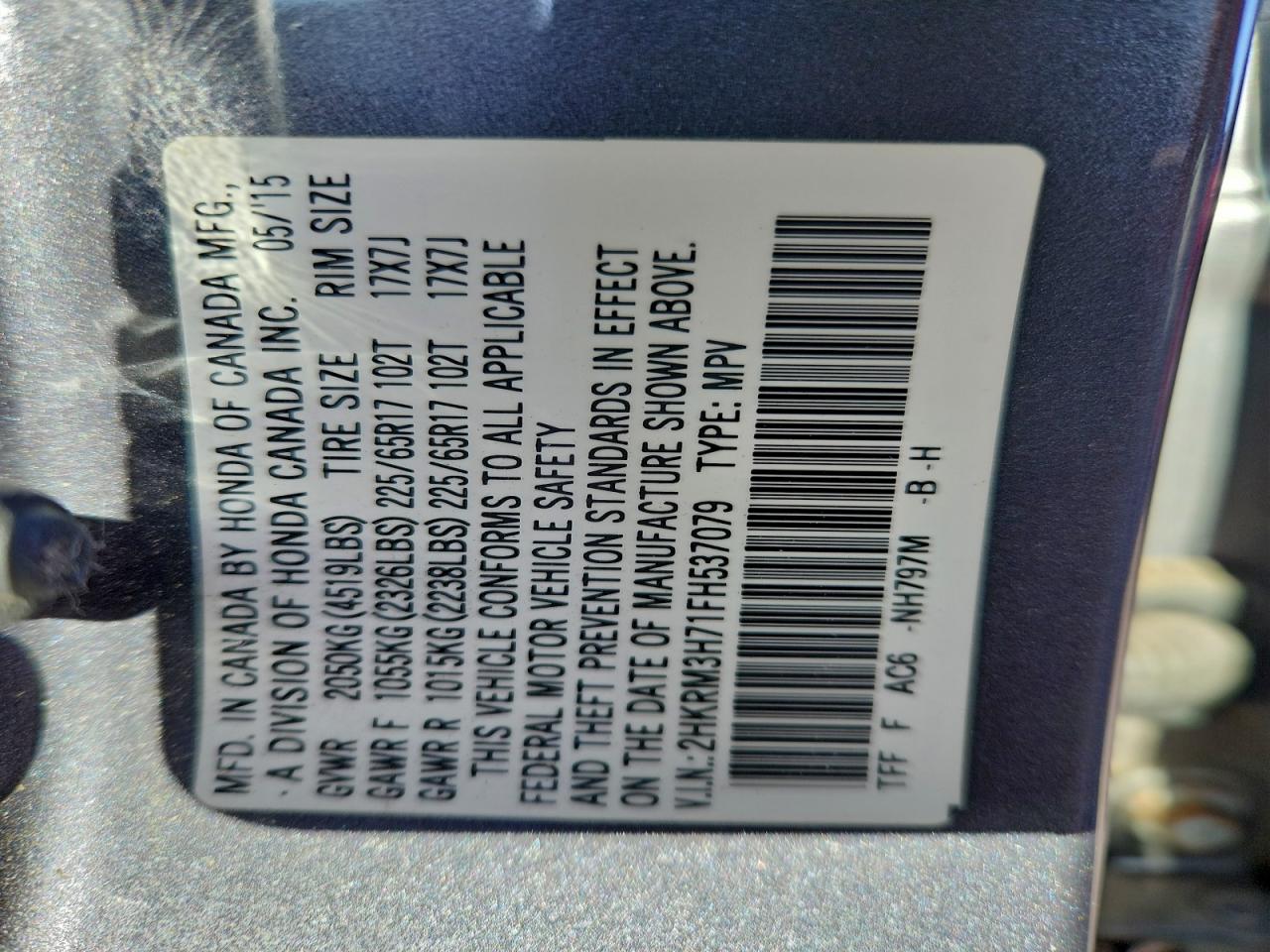 2015 HONDA CR-V EXL photo 13