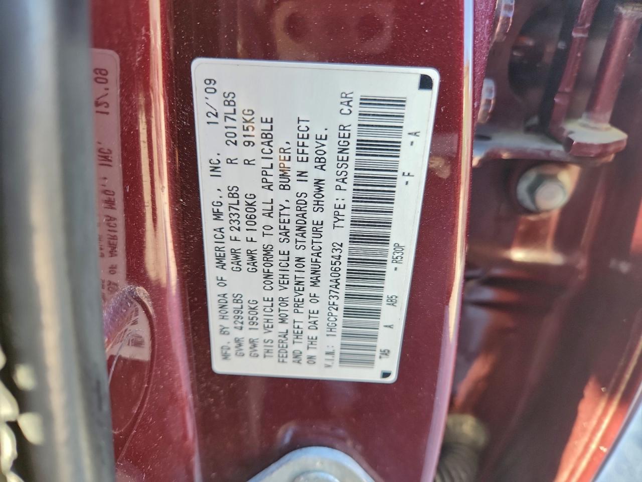 2010 HONDA ACCORD LX photo 23